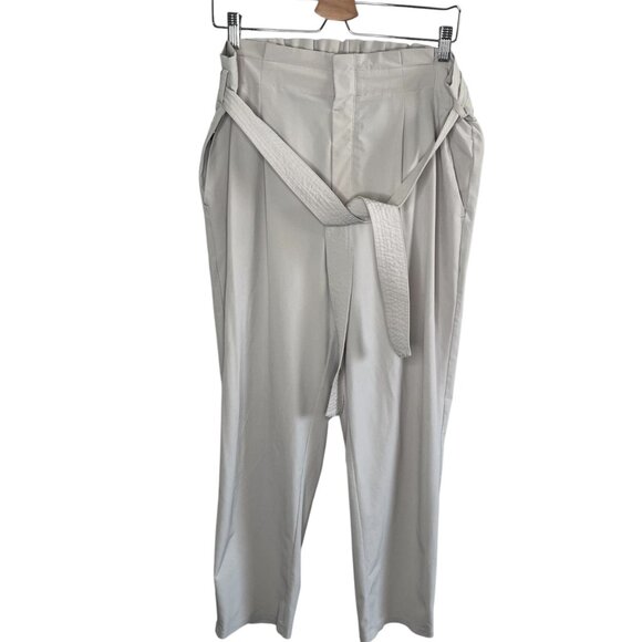 Athleta Skyline Pant II Ivory Belted Athleisure Travel Trousers Size 14 - Picture 1 of 14